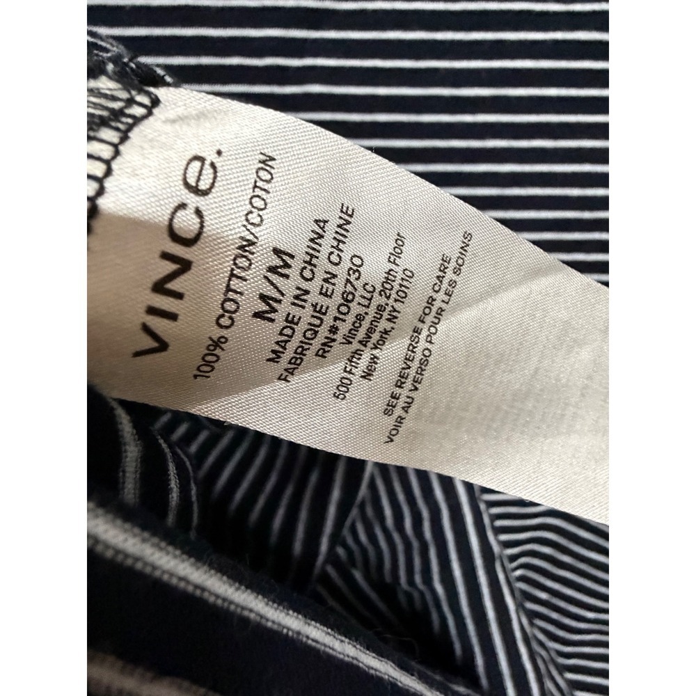 Vince Black White Boatneck Style Short Sleeve TShirt Size Medium Cotton Basic - Picture 6 of 6